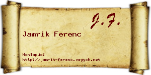 Jamrik Ferenc névjegykártya
